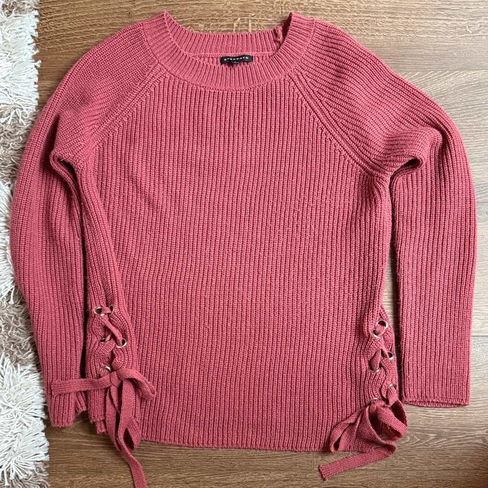Staccato Dusty Rose Sweater with Lace-Up Sides - Large